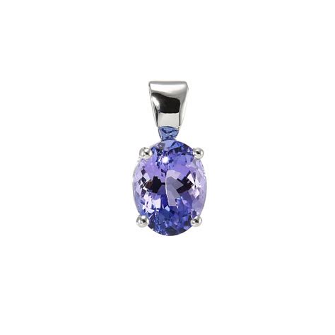 Pendentif Or Blanc Tanzanite Ovale X Mm Ref