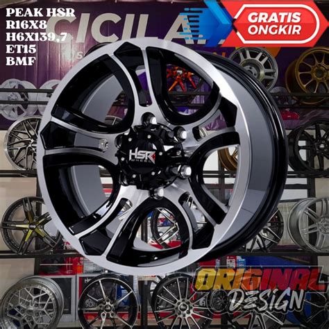 Jual Velg Mobil Ring 16 HSR PEAK R16 LEBAR 8 LOBANG BAUT 6 ET15 BLACK