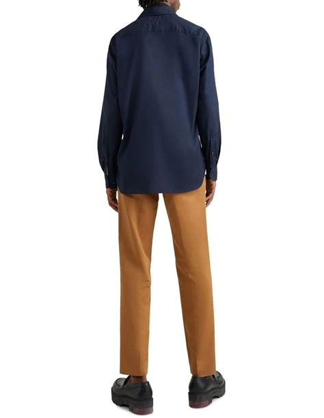 Tommy Hilfiger Core Flex Poplin Long Sleeve Shirt In Blue Myer