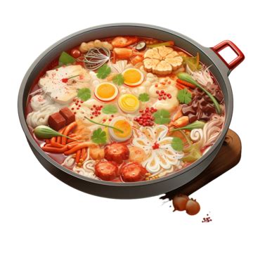 Hot Pot Chinese Food Ai Element Three Dimensional Buckle Free Pattern Hot Pot Food Realism