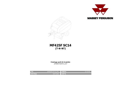 Massey Ferguson Mf 425f Sc14 Round Balers Fixed Chamber 2018 Parts Manual Catalog Pdf Download