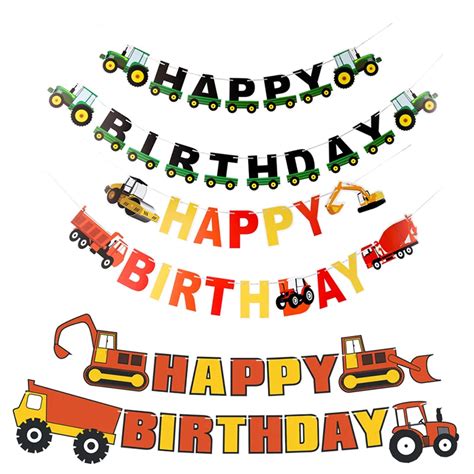 Banner Di Buon Compleanno Farm Tema Trattore Cupcake Toppers Veicolo Da