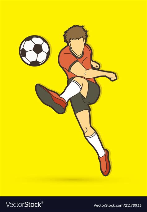 Soccer player shooting a ball action Royalty Free Vector