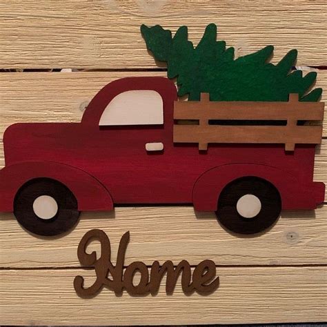 Large Red Truck Christmas Sign Wooden Red Truck Christmas Etsy Artofit