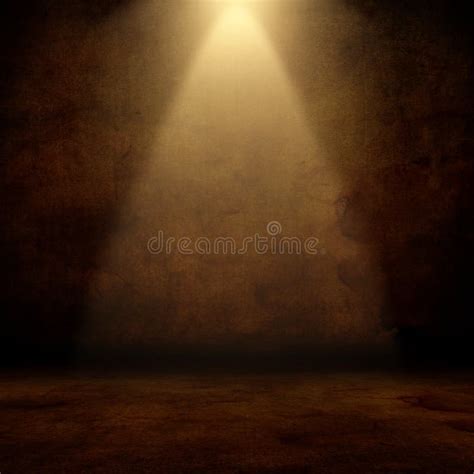 3D Grunge Interior With Spotlight Shining Down Stock Illustration