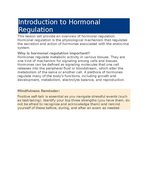 NR 446 Nclex Week 5 Edapt Notes Introduction To Hormonal Regulation