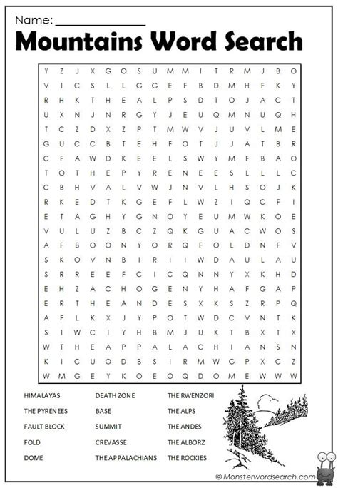 Mountains Word Search