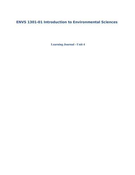 Chapter Leaning Journal Envs Introduction To Environmental