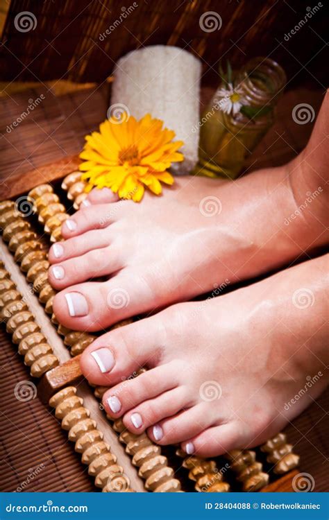 Woman S French Manicure and Pedicure Stock Photo - Image of green ...