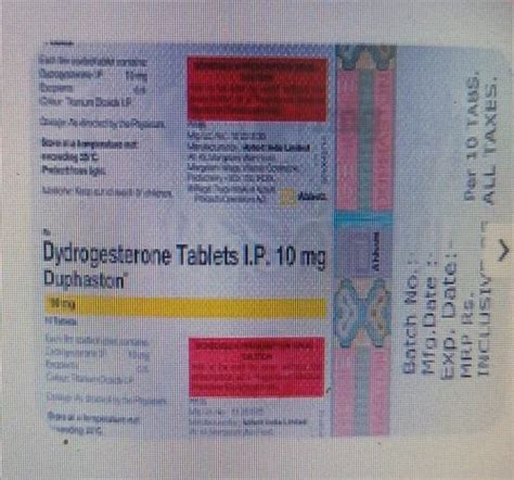 Mg Duphaston Dydrogesterone Tablet Ip Packaging Type Strip At Rs