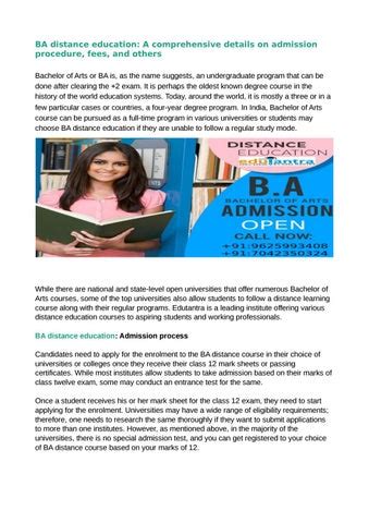 Ba Distance Education A Comprehensive Details On Admission Procedure