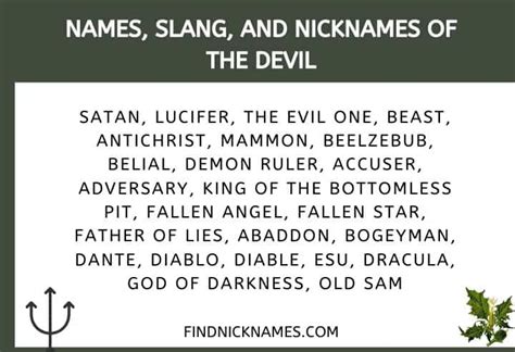 140+ Names, Slang, and Nicknames for The Devil — Find Nicknames