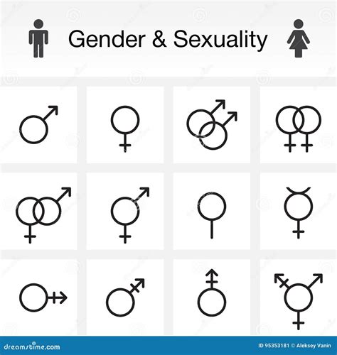 Gender And Sexuality Types Line Icons Set Outline Vector Symbol Stock Vector Illustration Of