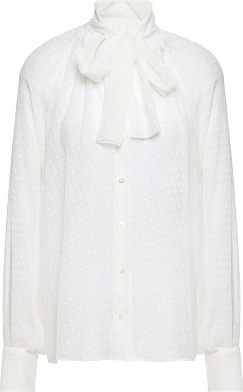 Dolce Gabbana Pussy Bow Fil Coup Silk Blouse Shopstyle Tops