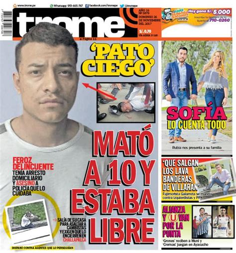 Mató a 10 estaba libre PORTADA IMPRESA TROME