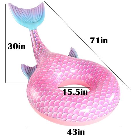 Inflatable Mermaid Pool Floats, 71'' Swimming Pool Tube Mermaid Floaties, Huge Pool Float for ...