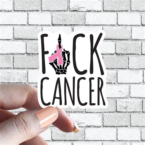 Fuck Cancer Ribbon Skeleton Hand Middle Finger Sticker Ribbon Colors