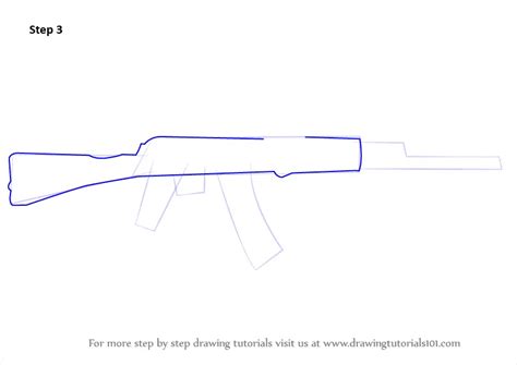 How To Draw Ak 47 Rifle Rifles Step By Step