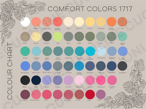 Comfort Colors 1717 Color Chart, Tshirt Color Guide, Comfort Colors ...