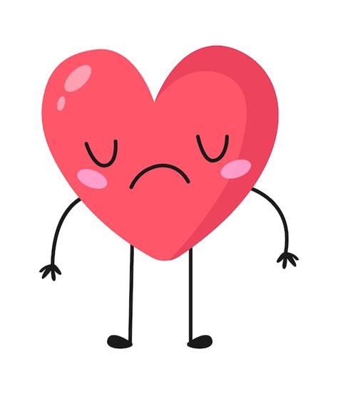 Premium Vector Sad Cartoon Heart Vector Illustration