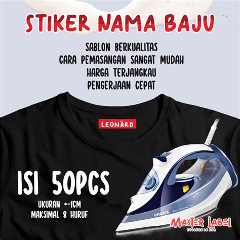 Jual Stiker Nama Kain Custom Uk A Isi Pcs Stiker Nama Custom Stiker