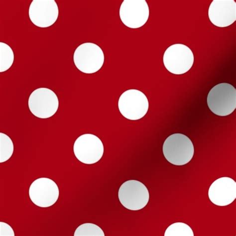 One Inch White Polka Dots On Dark Red Fabric Custom Printed Fabric