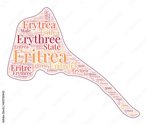 Eritrea Shape Filled With Country Name In Many Languages Eritrea Map