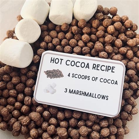 Hot Cocoa Recipe Cards For Sensory Bin Recipe Cards For Sensory Toy Sensory Bin Printables Etsy
