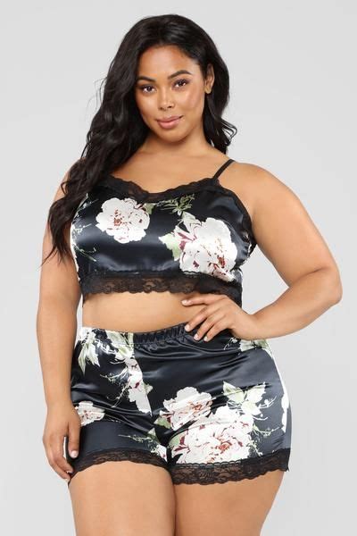 Blossoming Attraction Pj Set Black Plus Size Lingerie Attraction