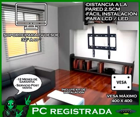 Soporte Tv Led Fijo C Inclinación 32 55 40kg Pcreg PC Registrada