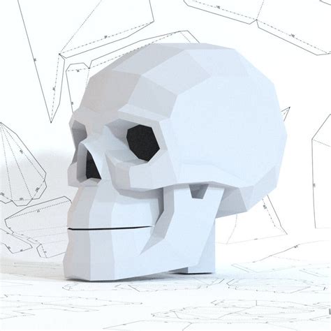 Skull Papercraft Template Origami Pdf Download Diy Etsy