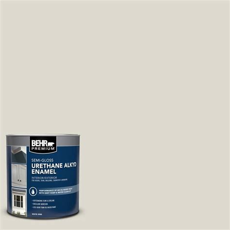 BEHR PREMIUM 1 Qt GR W11 Silver Ash Semi Gloss Enamel Urethane Alkyd