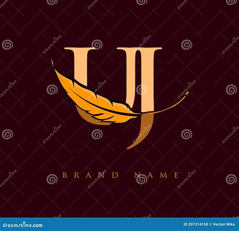 Logotipo Da Letra Inicial Uj O Nome Da Empresa De Penas E Design