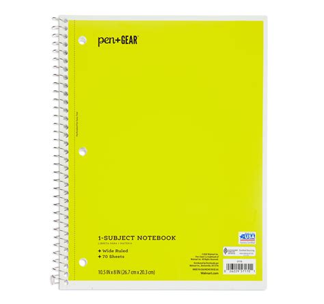 Pen Gear Subject Notebook Wide Ruled Sheets Walmart