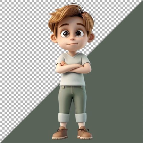 Premium Psd 3d Rendering Of A Toddler Boy Standing And Smiling On