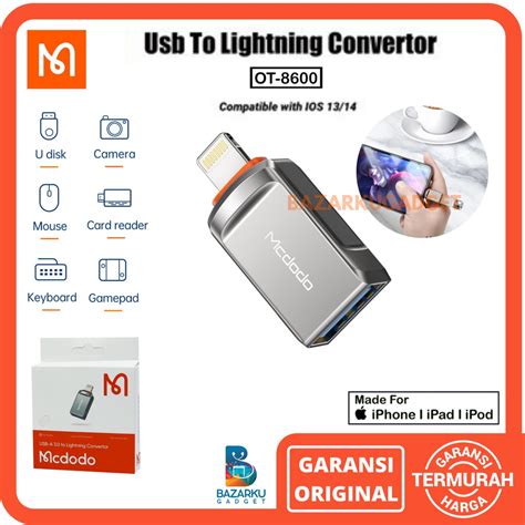 Jual Mcdodo Ot Otg Flashdisk Konverter Usb A To Iphone