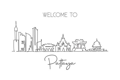 Continuous Line Skyline Of Shanghai Royalty Free Vector