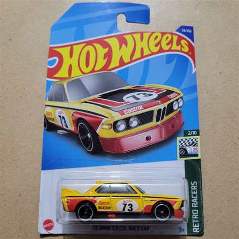 Jual Hot Wheels Bmw Csl Race Car Retro Racers Yellow Red Shopee Indonesia