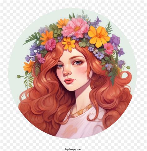 Fille Portrait Couronne De Fleurs Fille Png Fille Portrait