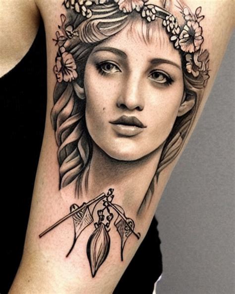 KREA AI Realism Tattoo Sketch Of Beautiful Aphrodite Greek