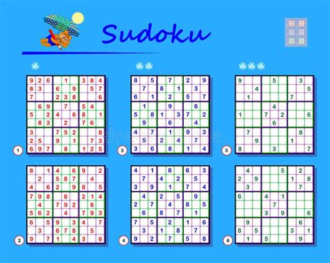 Conjunto De Puzzles De Sudoku Diferentes Niveles Juego De Lógica Para