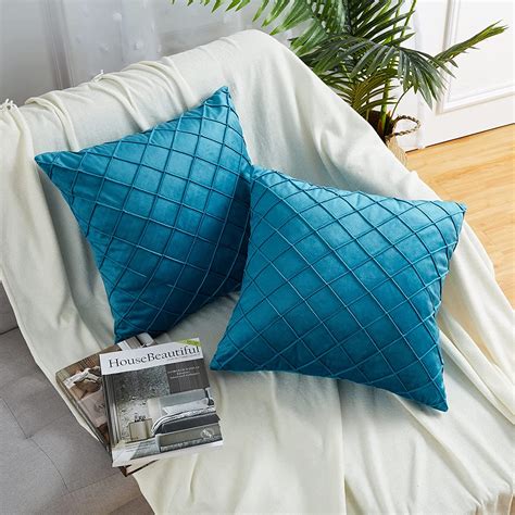 Amazon GlowSol Green Velvet Throw Pillow Covers 20 X 20 Checkered