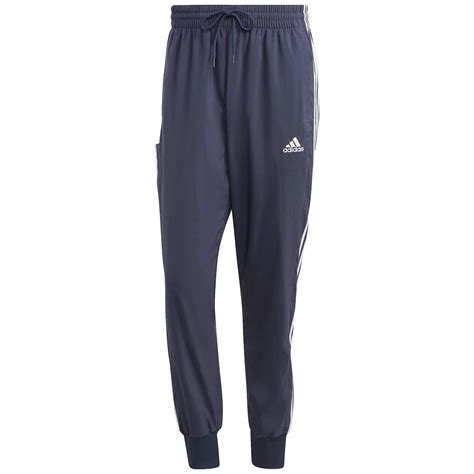 Adidas Aeroready Essentials Woven 3 Stripes Cuffed Pants In Blue For