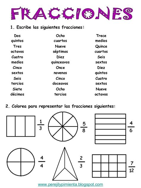 📚ejercicios De Lectura Y Escritura De Fracciones Pdf Imprimir Técnicas Para Docentes