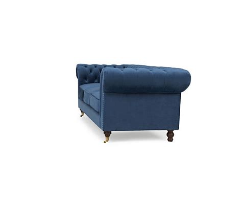 Blue Velvet Fabric Seater Sofa Homegenies