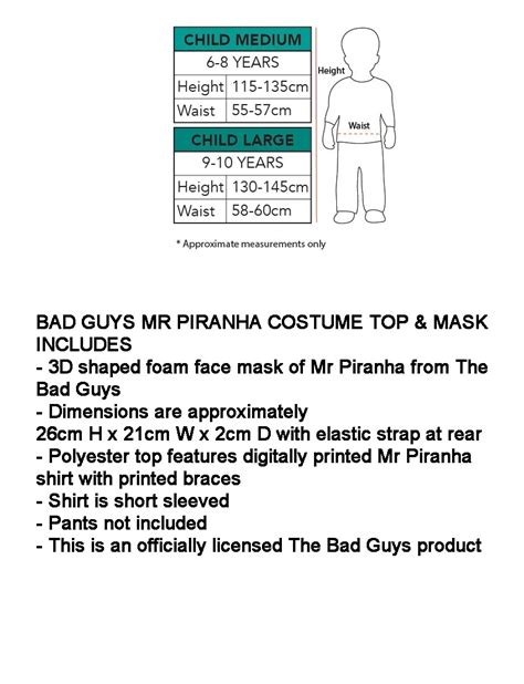 Boys The Bad Guys Mr Piranha Costume Top & Mask Set - Masks ...