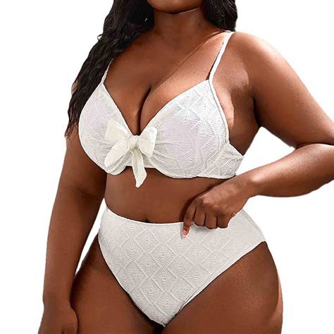 Abomasnow Plus Size High Waisted Bikini Sets For Women Sexy Tie Knot V Neck Push Up Swimsuits
