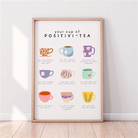 Positivi Tea Poster Printable Wall Art Positivi Tea Art Affirmation