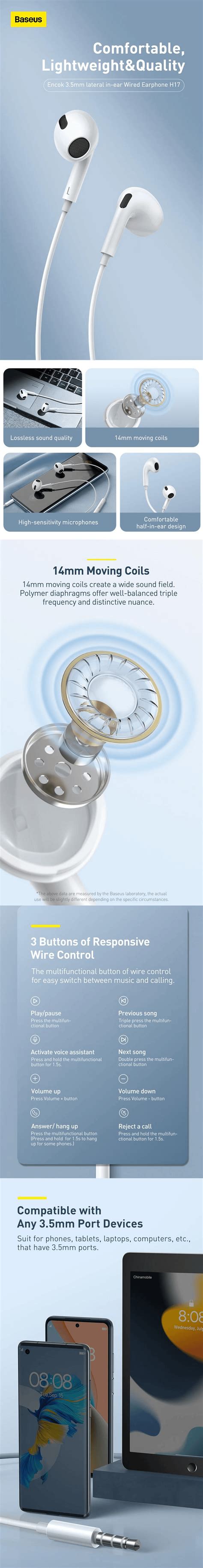 Baseus Encok H17 Wired 3.5mm Sport Earphones - Gadgetoo.Com.bd