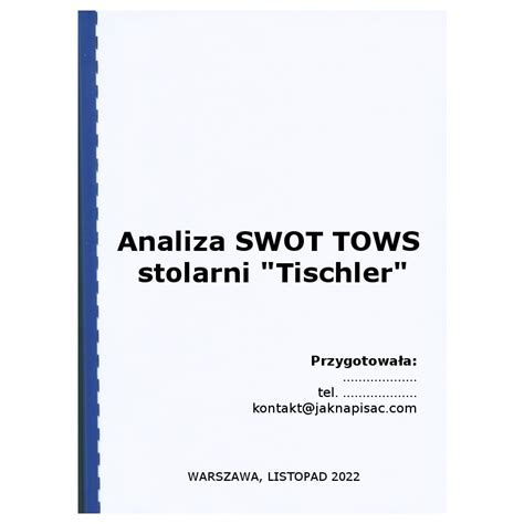 Analiza Swot Tows Stolarni Tischler Przyklady Jaknapisac